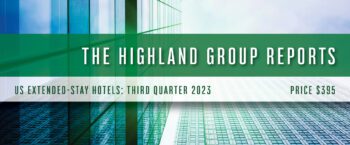 A green background with the words " the highland group hotels : third quarter 2 0 2 3 ".